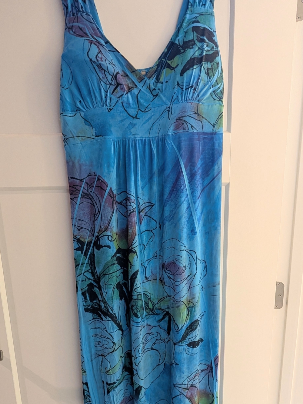 Turquoise Floral Maxi Dress - 2X